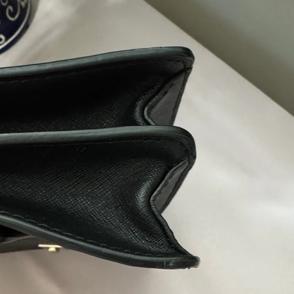 Henri Bendel Black Leather Shoulder Bag with Gold Accents - Picture 9 of 15